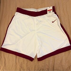 Nike Men's White and Maroon Athletic Shorts